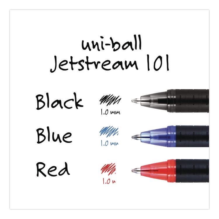 UNI Jetstream 101 Hybrid Gel Pen, Stick, Bold 1 mm, Black Ink, Black Barrel, Dozen (UBC1768011) thumbnail 4