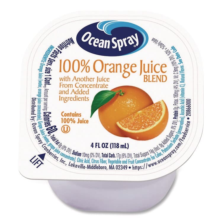 OCEAN SPRAY No-Thaw 100% Juice Cups, Orange, 4 oz Cups, 48/Carton (GRR22002526) thumbnail 4
