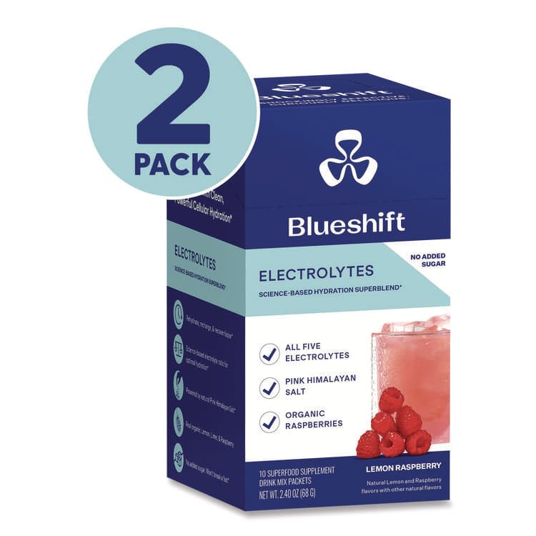 BLUESHIFT NUTRITION Electrolyte Lemon Raspberry Drink Mix, 0.24 oz Packets, 10/Pack, 2 Packs/Carton (GRR60004165) thumbnail 2