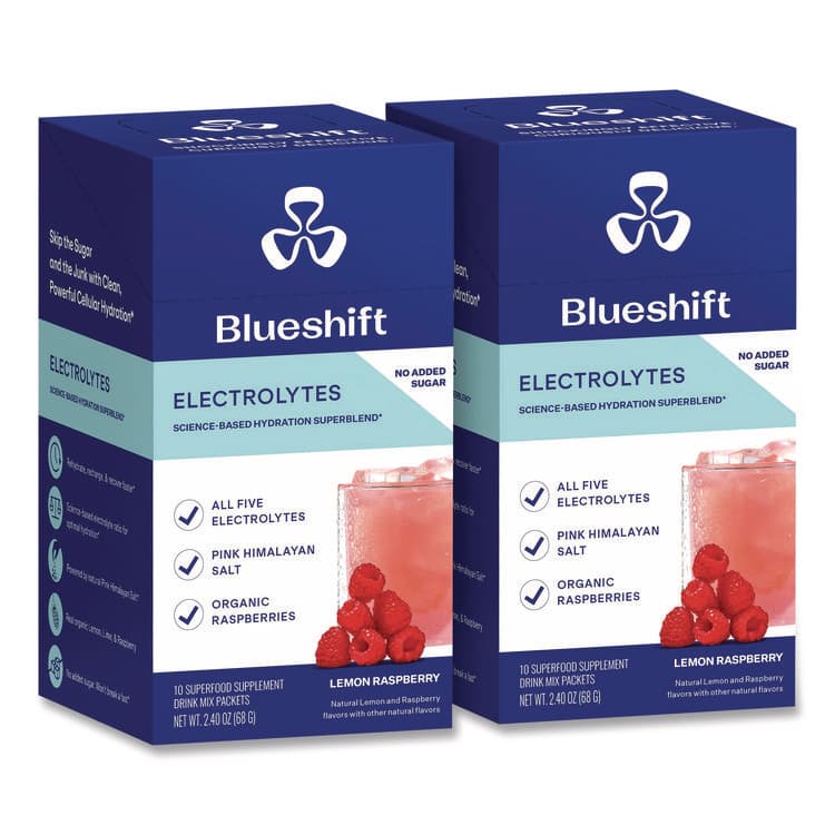 BLUESHIFT NUTRITION Electrolyte Lemon Raspberry Drink Mix, 0.24 oz Packets, 10/Pack, 2 Packs/Carton (GRR60004165)