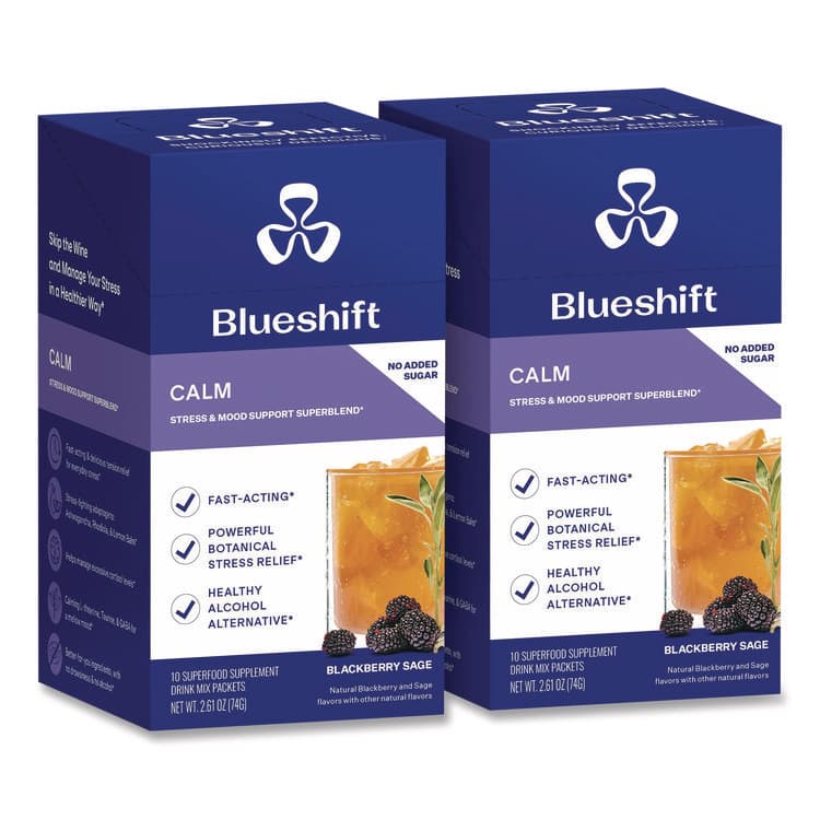 BLUESHIFT NUTRITION Calm Blackberry Sage Drink Mix, 0.23 oz Packets, 10/Pack, 2 Packs/Carton (GRR60004168)