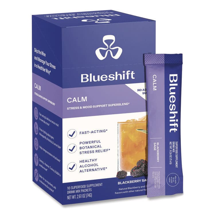 BLUESHIFT NUTRITION Calm Blackberry Sage Drink Mix, 0.23 oz Packets, 10/Pack, 2 Packs/Carton (GRR60004168) thumbnail 3