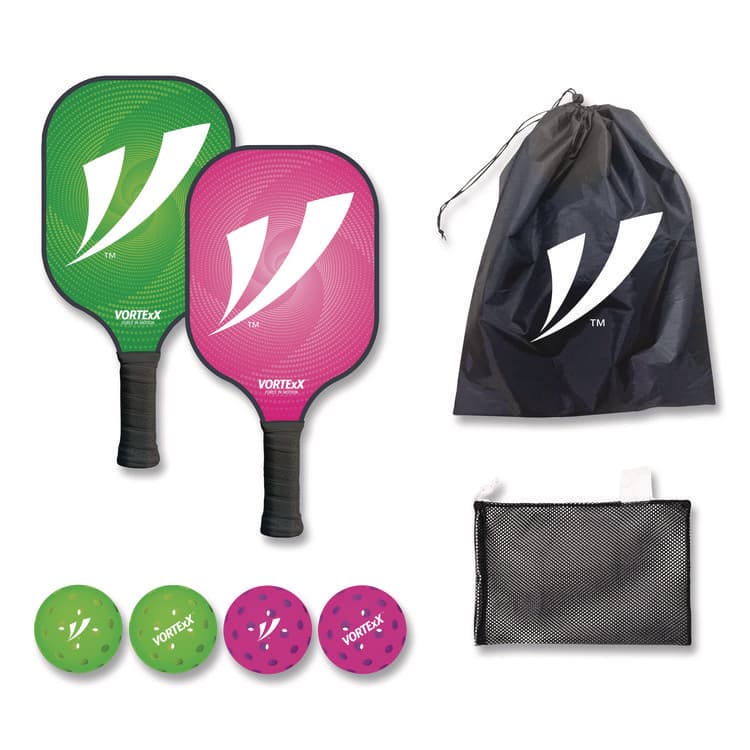 CHAGRINOVATIONS Pickleball Set, Pink/Green, 15.75" x 7.75" x 2.9" (CH7VX68129)