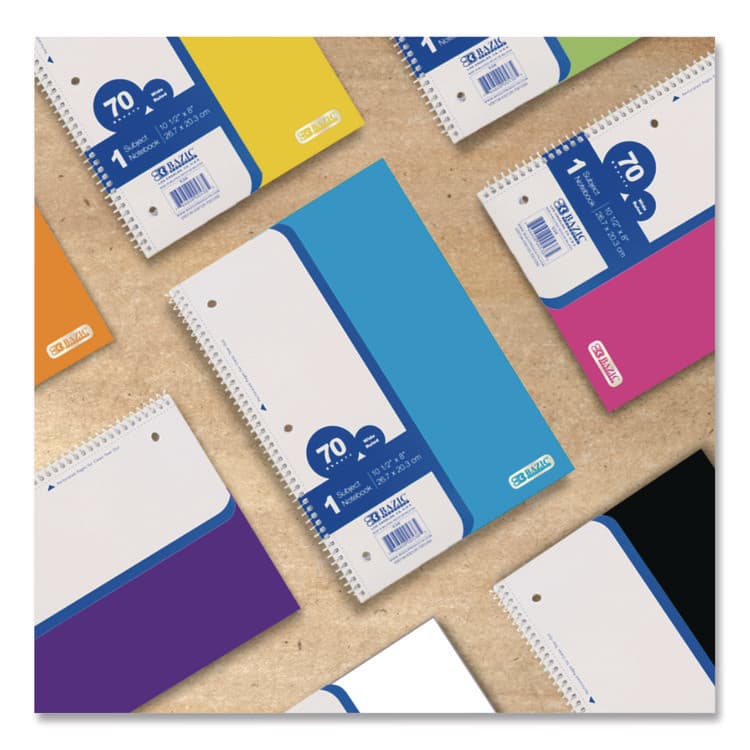 BAZIC PRODUCTS Spiral Notebooks, 1-Subject, Wide/Legal Rule, Randomly Assorted Cover Color, (70) 10.5 x 8 Sheets (BAZ538) thumbnail 2