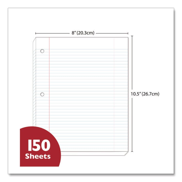 BAZIC PRODUCTS Filler Paper, Side: 3-Hole Punched, Wide/Legal Rule, 150/Pack (BAZ568) thumbnail 2