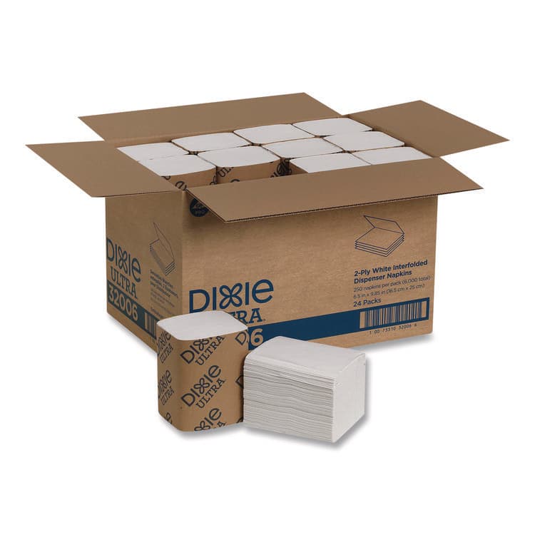 DIXIE FOOD SERVICE Interfold Napkin Refills 2-Ply, 6.5 x 9.78, White, 6,000/Carton (GPC32006)
