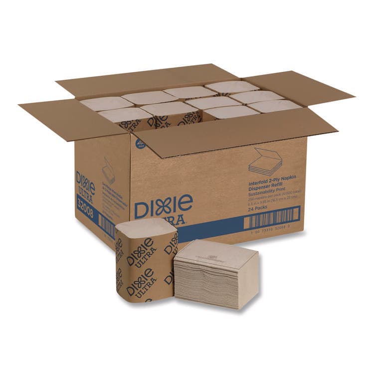 DIXIE FOOD SERVICE Interfold Napkin Refills 2-Ply, 6.5 x 5 Folded, Brown, 6,000/Carton (GPC32019)