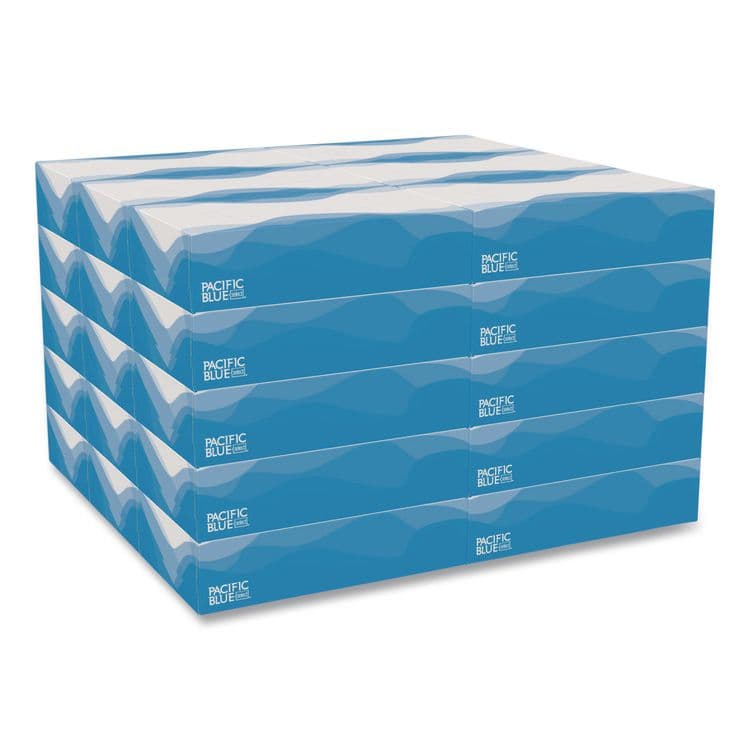 GEORGIA PACIFIC Pacific Blue Select Facial Tissue, Flat Box, 2-Ply, White, 100 Sheets/Box, 30 Boxes/Carton (GPC48100)