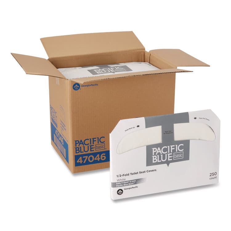 GEORGIA PACIFIC Safe-T-Gard Half-Fold Toilet Seat Covers, 14.5 x 17, White, 250/Pack, 20 Packs/Carton (GPC47046)