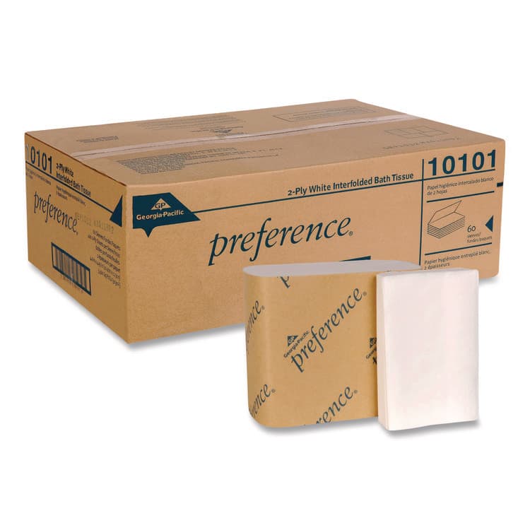 GEORGIA PACIFIC preference Singlefold Interfolded Bath Tissue, Septic Safe, 1-Ply, White, 400 Sheets/Pack, 60 Packs/Carton (GPC10101)