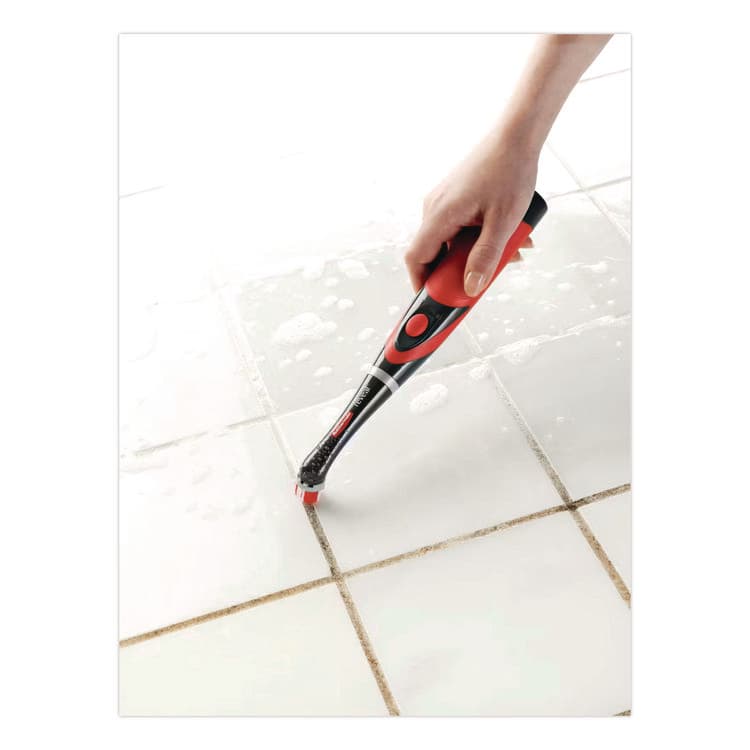 RUBBERMAID Multi-Purpose Cordless Battery Power Scrubber, Red/White Nylon Bristles, 12.68" Brush, 7" Red/Black Handle (RUB1839685) thumbnail 2
