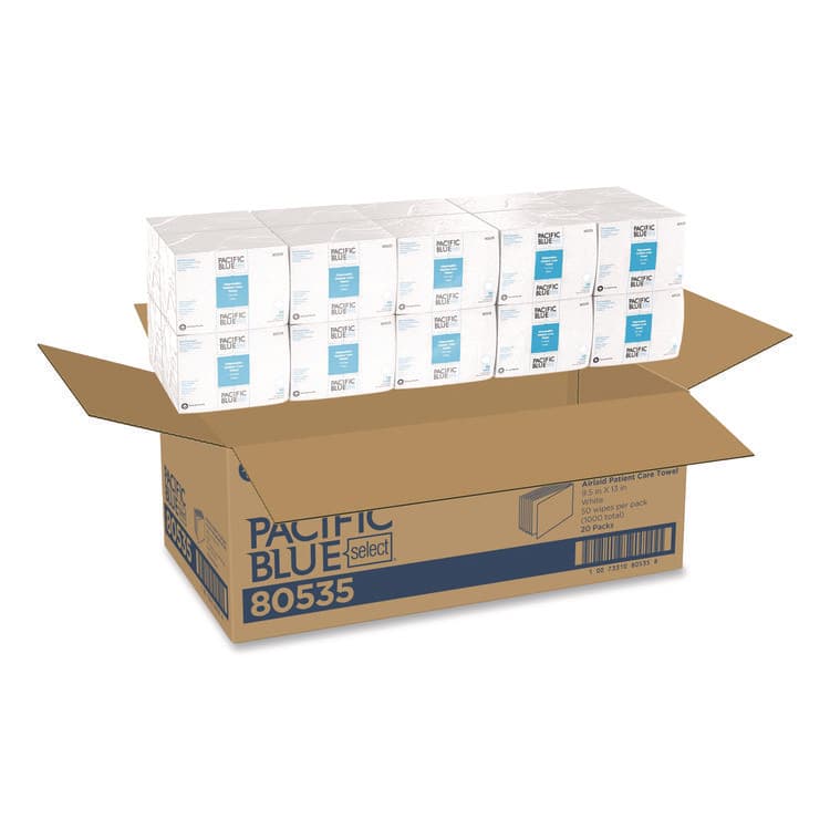 GEORGIA PACIFIC Pacific Blue Select Disposable Patient Care Washcloths, 1-Ply, 9.5 x 13, Unscented, White, 50/Pack, 20 Packs/Carton (GPC80535) thumbnail 4