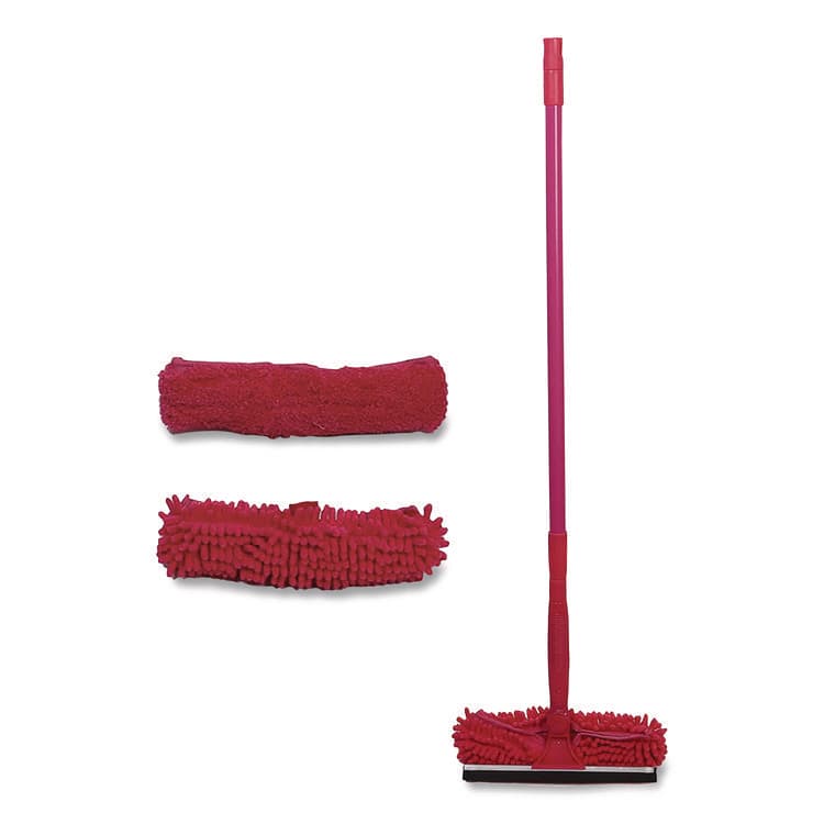 CHAGRINOVATIONS Window Cleaner Set, with Cleaning Heads, 11", 49" Plastic Handle, Raspberry (CH7TU68121)