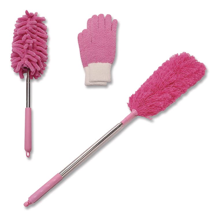 CHAGRINOVATIONS Dusting Set, Feather Duster, Dusting Wand, 2 Gloves, Pink (CH7TU68124)