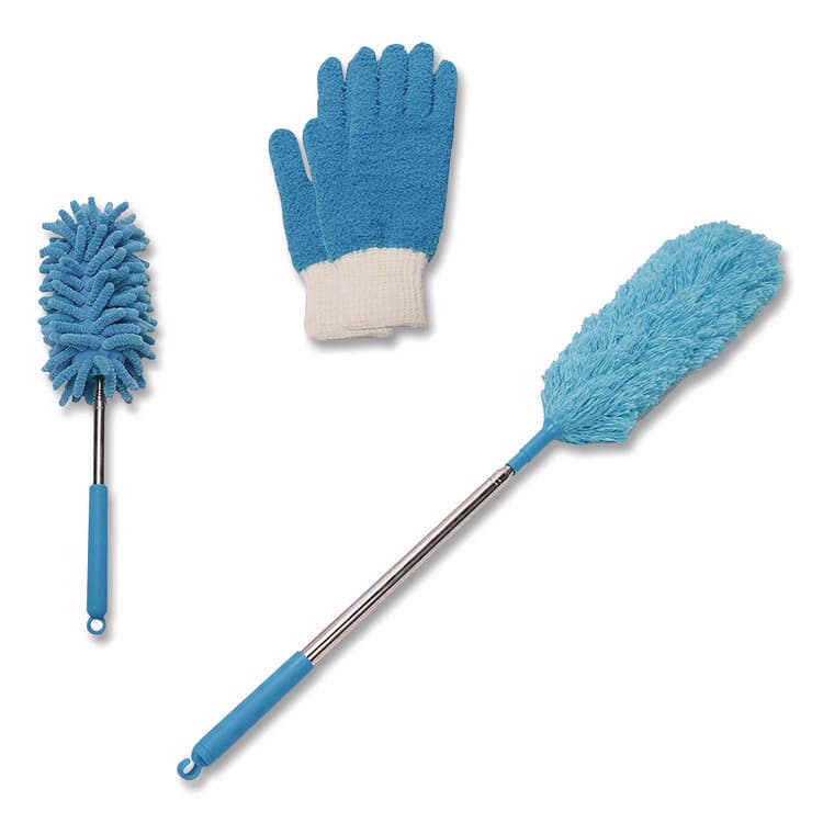 CHAGRINOVATIONS Dusting Set, Feather Duster, Dusting Wand, 2 Gloves, Blue (CH7TU68126)