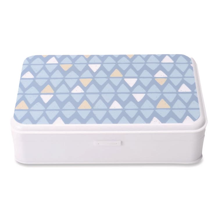 CHAGRINOVATIONS Pencil Case, Triangle Pattern, 2 Compartments, 5" x 8.75" x 2.75", Blue/White (CH7FI68186)