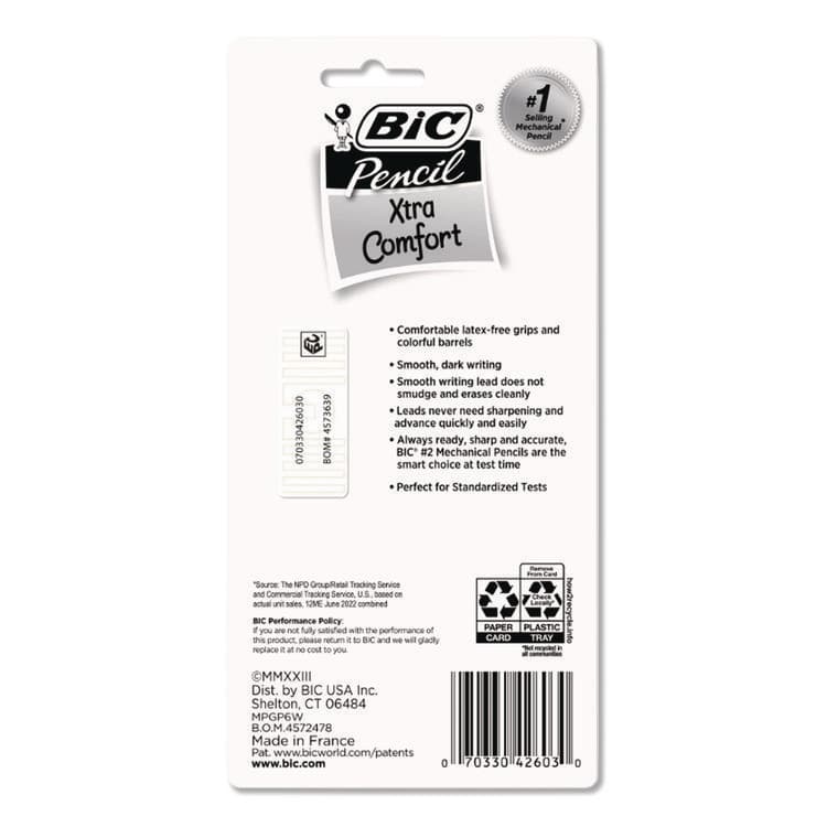 BIC CORP. Xtra-Comfort Mechanical Pencil, 0.7 mm, HB (#2), Black Lead, Assorted Barrel Colors, 6/Pack (BICMPGP61) thumbnail 4