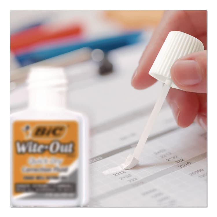 BIC CORP. Wite-Out Quick Dry Correction Fluid, Foam Brush Tip Applicator, 0.68 oz Bottle, White, 2/Pack (BICWOFQDP24AWHI) thumbnail 4