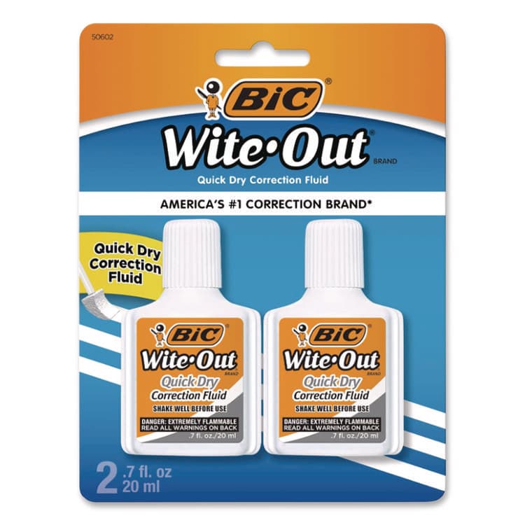 BIC CORP. Wite-Out Quick Dry Correction Fluid, Foam Brush Tip Applicator, 0.68 oz Bottle, White, 2/Pack (BICWOFQDP24AWHI)