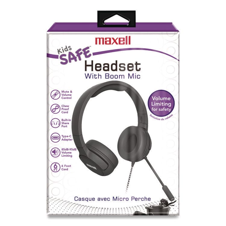 MAXELL CORP. OF AMERICA Kids Safe Wired Headphones, Black (MAX198021) thumbnail 2