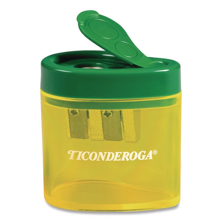 DIXON TICONDEROGA CO. Two Hole Pencil Sharpener, 2 x 2 x 1.25, Green/Yellow (DIXX392010001) thumbnail 2
