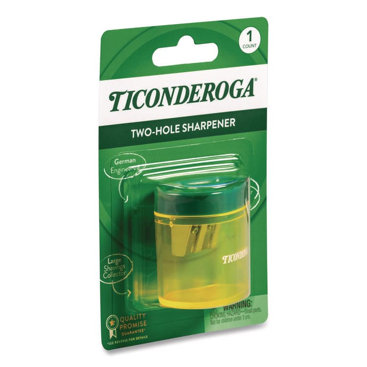 DIXON TICONDEROGA CO. Two Hole Pencil Sharpener, 2 x 2 x 1.25, Green/Yellow (DIXX392010001) thumbnail 3