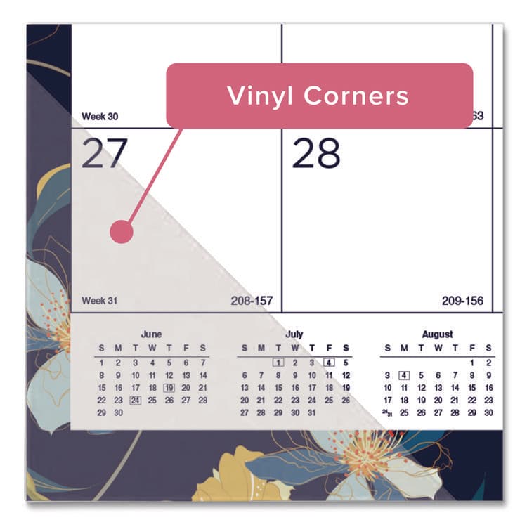 REDIFORM OFFICE PRODUCTS Academic 18-Month Desk Pad Calendar, Floral Artwork, 22 x 17, White/Multicolor Sheets, Black Headband, July 2025 to Dec 2026 (REDCA1716BD) thumbnail 4