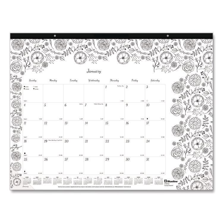 REDIFORM OFFICE PRODUCTS Monthly Desk Pad Calendar, Monthly Coloring Artwork, 22 x 17, Black Binding, Clear Corners, 12-Month (Jan to Dec): 2026 (REDC2917311)