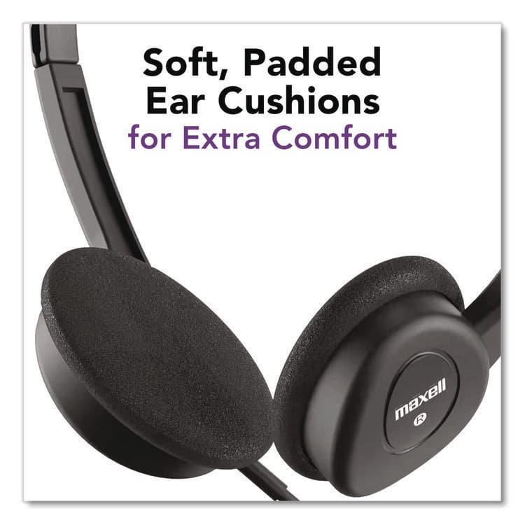 MAXELL CORP. OF AMERICA HP100 Headphone with Mic, Black (MAX199845) thumbnail 3