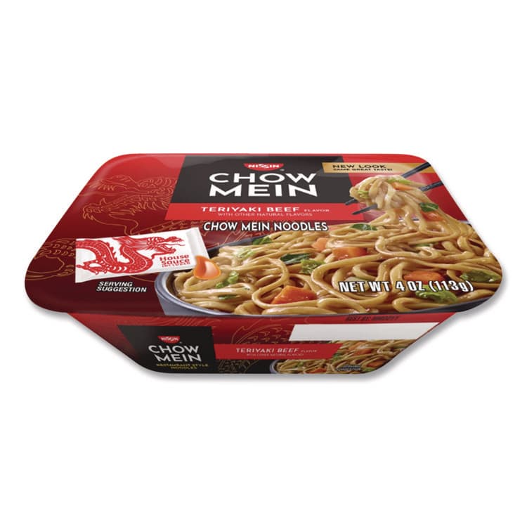 NISSIN FOODS Teriyaki Beef Chow Mein Noodles, 4 oz Bowl, 8/Carton (NSFNIS08723) thumbnail 3