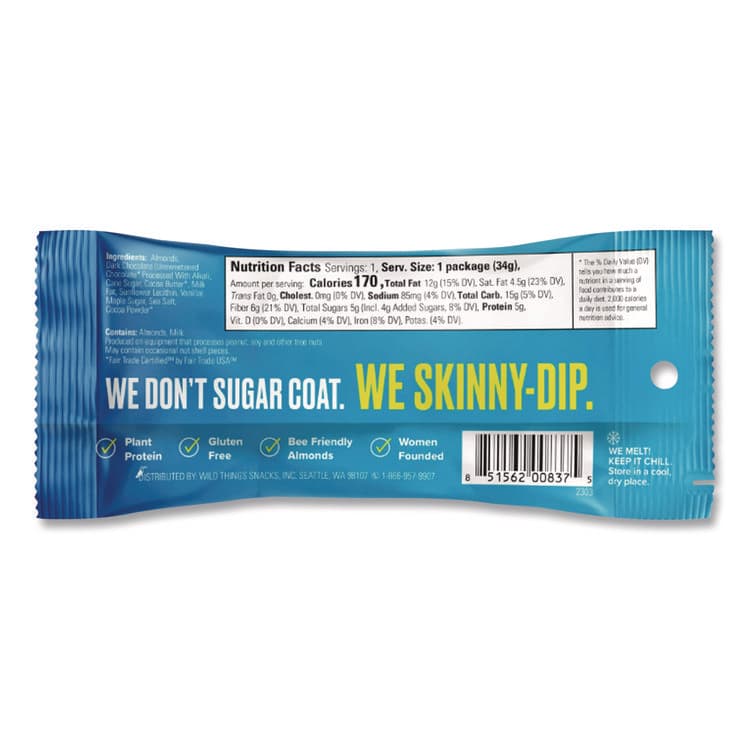 WILD THINGS SNACKS Dark Chocolate Covered Almonds, 1.2 oz Bags, 10/Box (SKUEDT00837) thumbnail 4