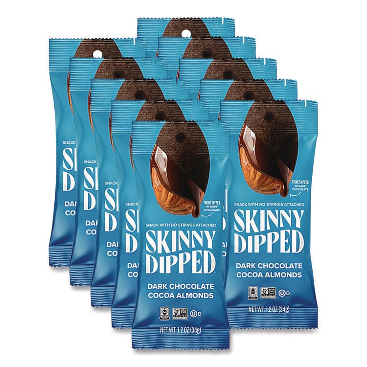 WILD THINGS SNACKS Dark Chocolate Covered Almonds, 1.2 oz Bags, 10/Box (SKUEDT00837)
