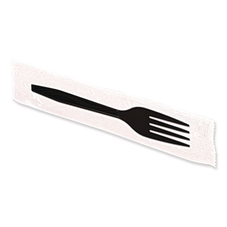 BERK ENTERPRISES Dispens-a-Fork, Individually Wrapped, Mediumweight Fork, Plastic, Black, 100/Box (BSQBEP90202) thumbnail 4