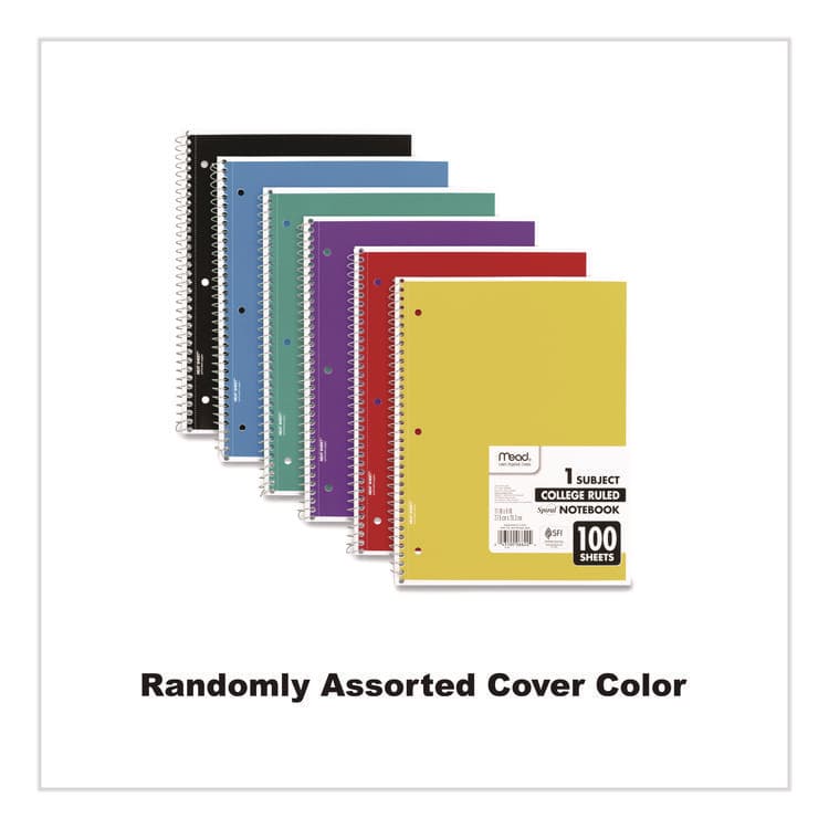 MEAD PRODUCTS Spiral Notebook, 1-Subject, Medium/College Rule, Randomly Assorted Cover Color, (100) 11 x 8 Sheets (MEA06622) thumbnail 2
