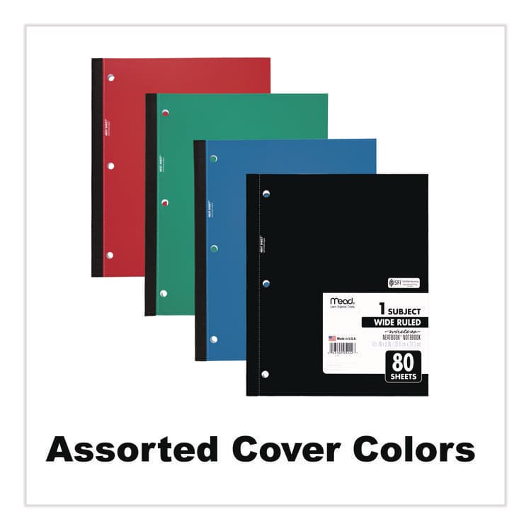 MEAD PRODUCTS Wireless Neatbook Notebook, 1-Subject, Wide/Legal Rule, Randomly Assorted Cover Color, (80) 10.5 x 8 Sheets (MEA05222) thumbnail 2