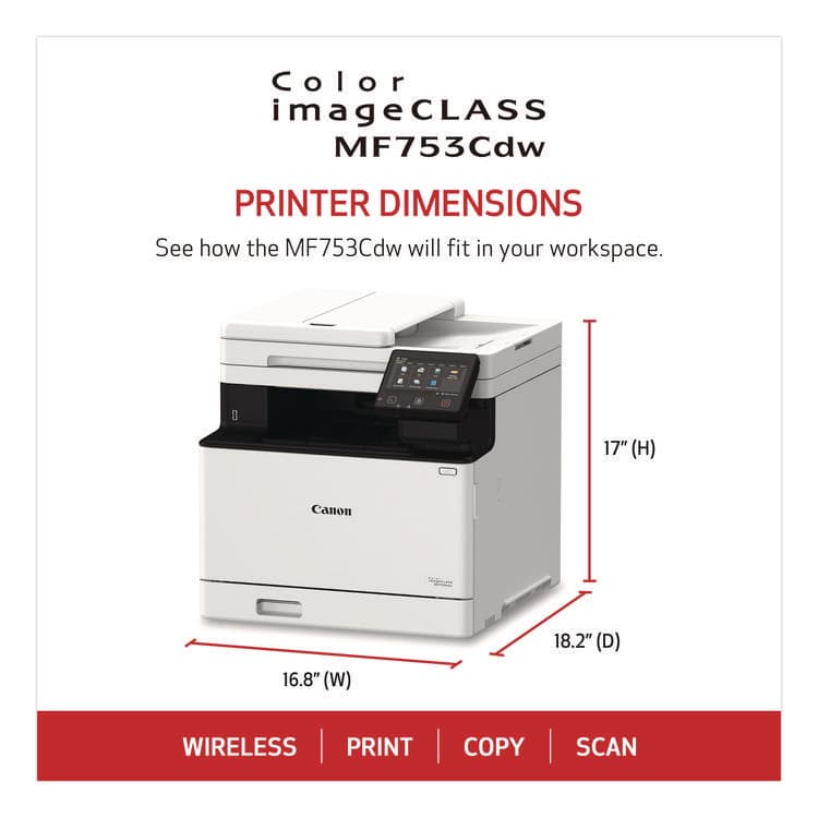 CANON USA, . imageCLASS MF753Cdw Wireless Multifunction Laser Printer, Copy/Fax/Print/Scan (CNM5455C010) thumbnail 3