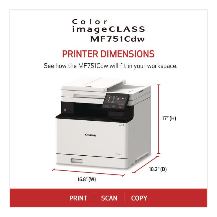 CANON USA, . imageCLASS MF751Cdw Wireless Multifunction Laser Printer, Copy/Print/Scan (CNM5455C015) thumbnail 3