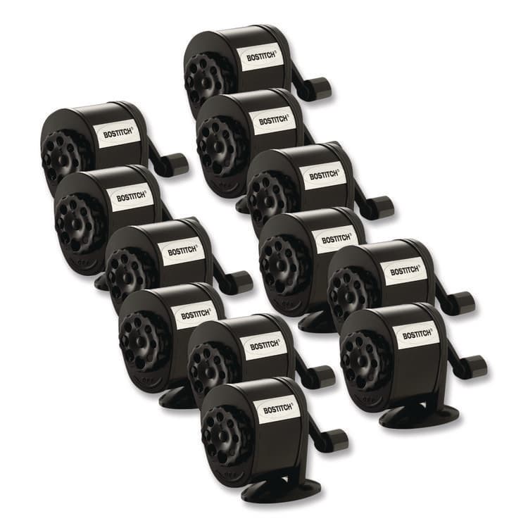 STANLEY BOSTITCH Manual Pencil Sharpener, 2.68 x 4.33 x 5.43, Black, 12/Carton (BOSMPS1BLKCT)