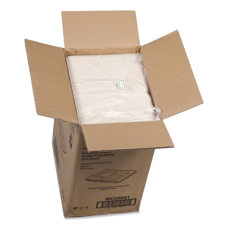 PACTIV EVERGREEN CORPORATION Compostable Fiber Blend School Lunch Tray, Heavy Duty, 8 x 12 x 1, White, 250/Carton (PCTMC50601) thumbnail 4