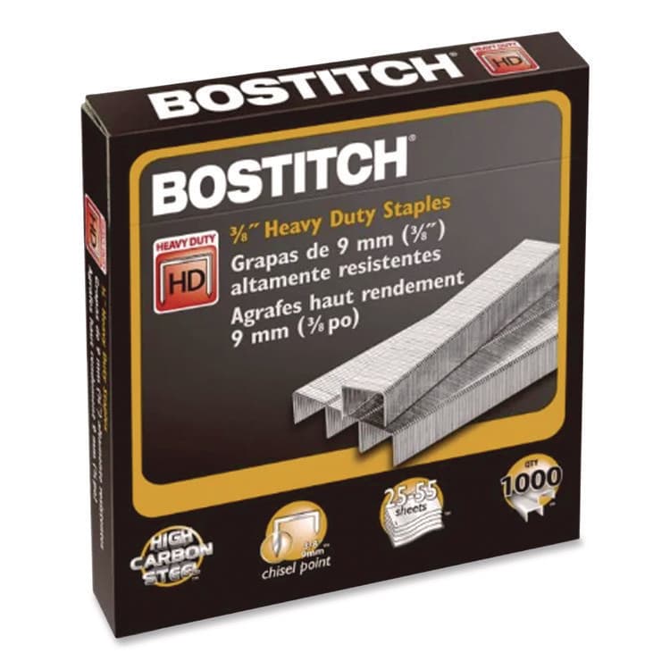 STANLEY BOSTITCH Heavy-Duty Premium Staples, 0.38" Leg, 0.5" Crown, Carbon Steel, 1,000/Box (BOSSB35381M) thumbnail 2