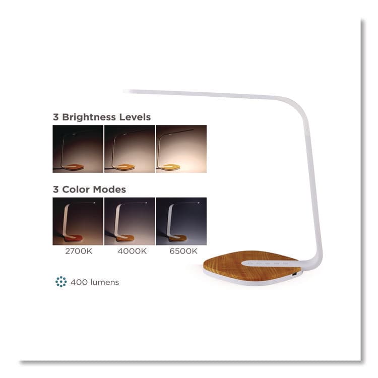 BLACK & DECKER LED Desk Lamp, White/Wood (BOSVLED1818BD) thumbnail 3