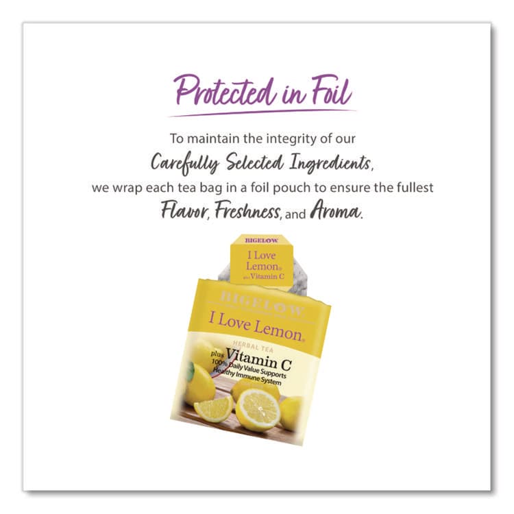 BIGELOW TEA CO. I Love Lemon Herbal Tea, 0.06 oz Tea Bag, 28/Box (BTCRCB003991) thumbnail 4