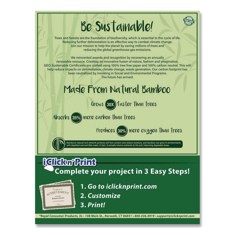 GEOGRAPHICS Tree Free Award Certificates, 8.5 x 11, Green/Brown/Blue, with Outside Scene Border, 15/Pack (GEO49950) thumbnail 4