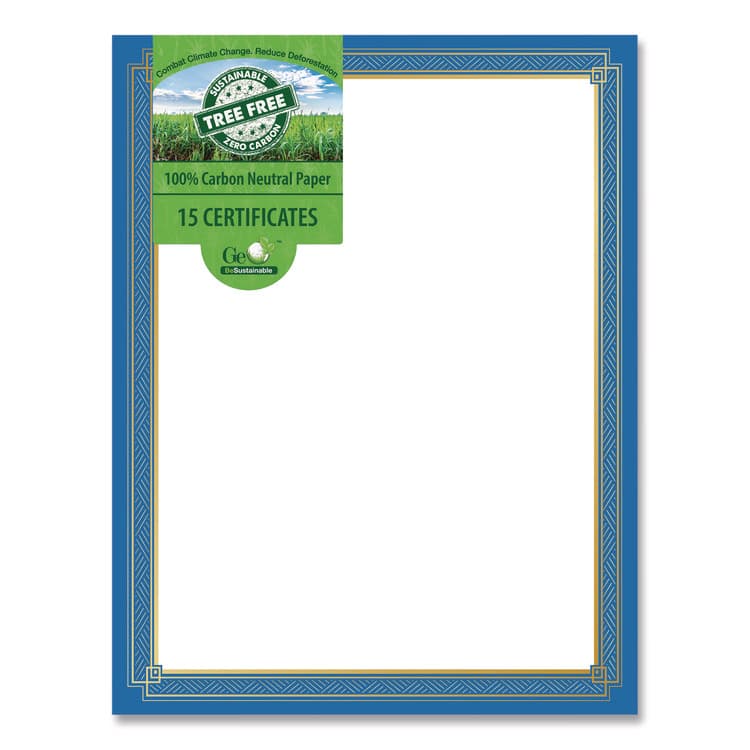 GEOGRAPHICS Tree Free Award Certificates, 8.5 x 11, White with Elegant Blue/Gold Border, 15/Pack (GEO49949) thumbnail 2