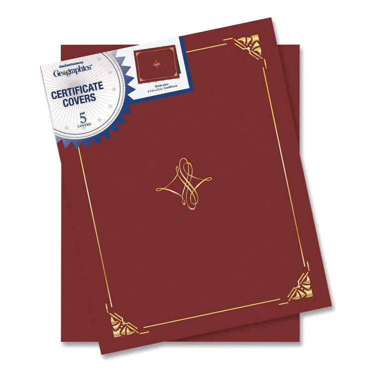 GEOGRAPHICS Certificate/Document Cover, 8.75 x 11.25, Red, 5/Pack (GEO47842) thumbnail 3