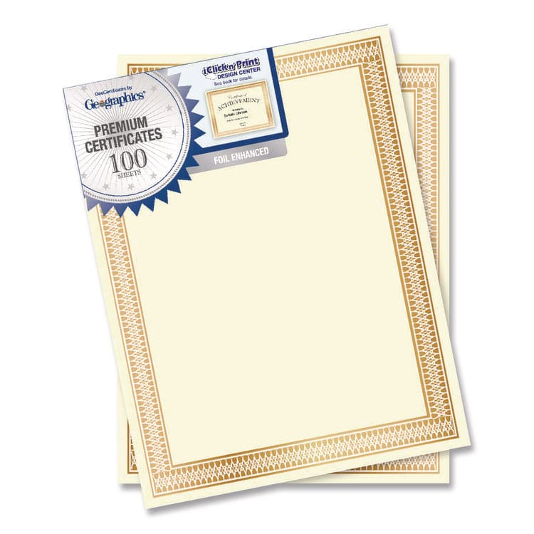 GEOGRAPHICS Award Certificates, 8.5 x 11, Ivory with Traditional Gold Border, 100/Pack (GEO47833) thumbnail 2