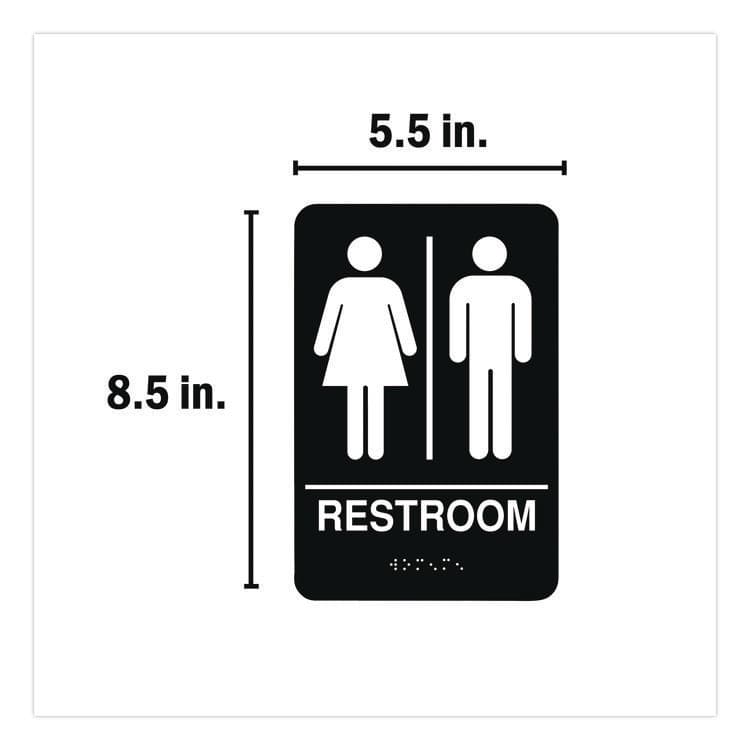 CONSOLIDATED STAMP Indoor Restroom Door Sign, Unixex 5.5 x 8.5, Black/White (CSC098096) thumbnail 2