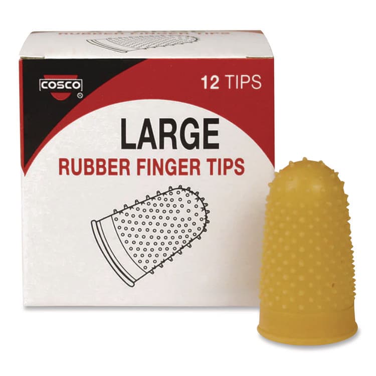 CONSOLIDATED STAMP Fingertip Pads, Size 12, Large, Amber, 12/Pack (CSC098130)