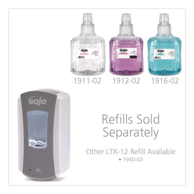 GO-JO INDUSTRIES LTX-12 Touch-Free Dispenser, 1,200 mL, 5.25 x 3.33 x 10.5, Gray/White (GOJ198404) thumbnail 4