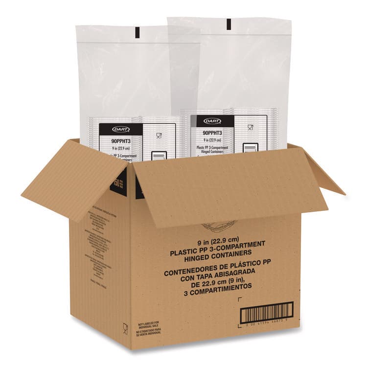 DART Microwaveable Hinged Containers, ProPlanet Seal, 3 Compartments, 9 x 8.75 x 3, Clear, Plastic,150/Carton (DCC90PPHT3) thumbnail 4